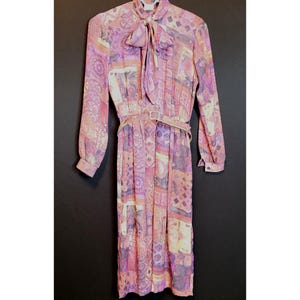 Vintage Polyester Dress Petites by Willi 70s 80s Retro USA Vtg Size 4 Belted Lavender