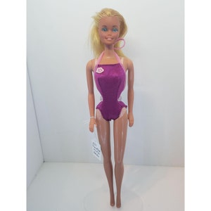 Vintage Barbie 1981 Sunsational Malibu Barbie With Purple Swimsuit As Is