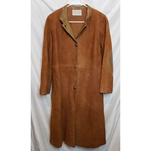 Bonnie Cashin Sills Leather Coat Brass Twist Lock Closure Size Small Brown Suede