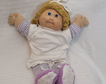 Cabbage Patch Kid CPK 1985 Blonde Hair Blue Eyes Needs TLC Cleaning With Clothes