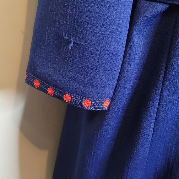 Vintage Dress Damon Dress Navy Blue Red Trim Zip … - image 3