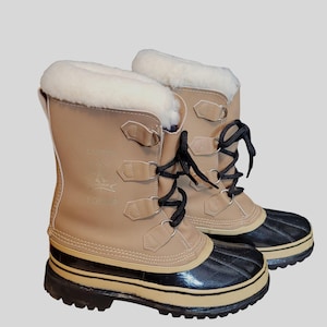 Vintage Caribou Sorel Kaufman Snow Boots Made In Canada Mens 7 med Shearling Line