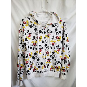 Disney Mickey Mouse All Over Print Zip Up Hoodie Adult Small Preowned