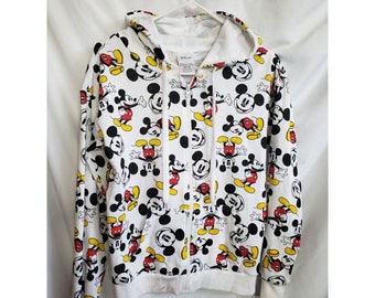 Sudadera con capucha y cremallera con estampado integral de Mickey Mouse de Disney, talla S para adulto, usada