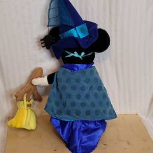 Vintage Minnie Maus Hexe Plüsch Blau Cape Kleid Hut Fantasia Besen 17 Zoll Bild 6