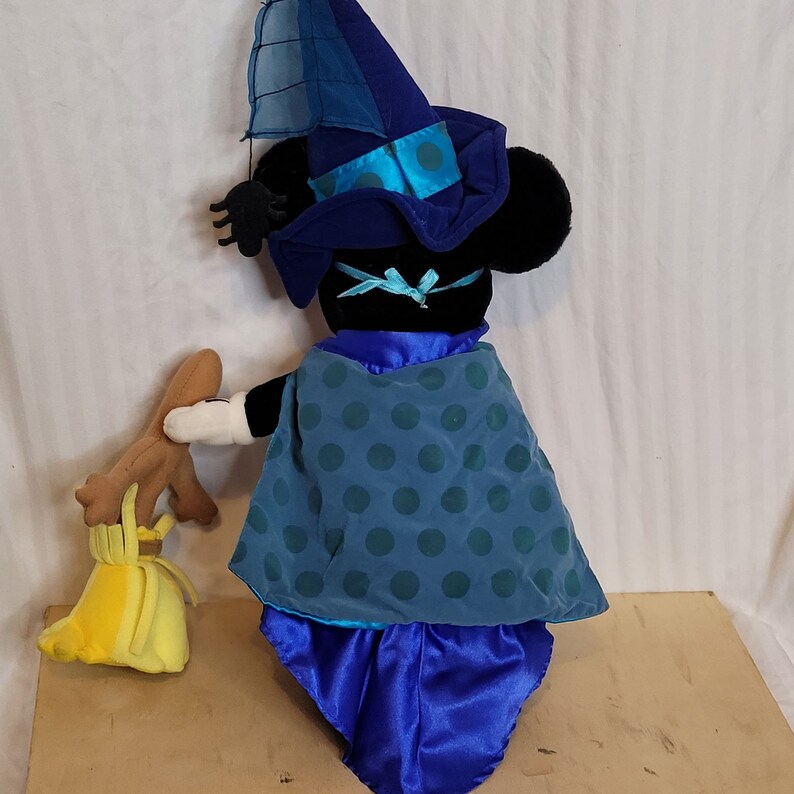 Vintage Minnie Maus Hexe Plüsch Blau Cape Kleid Hut Fantasia Besen 17 Zoll Bild 6