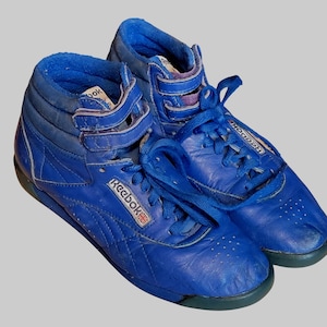 Vintage Reebok Freestyle 80s Retro Prop Display Soles Cracked Dk Blue Womens 8.5