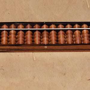 Ábaco vintage de 21 filas de imitación de madera de plástico con etiqueta original de 12 x 2,5 pulgadas