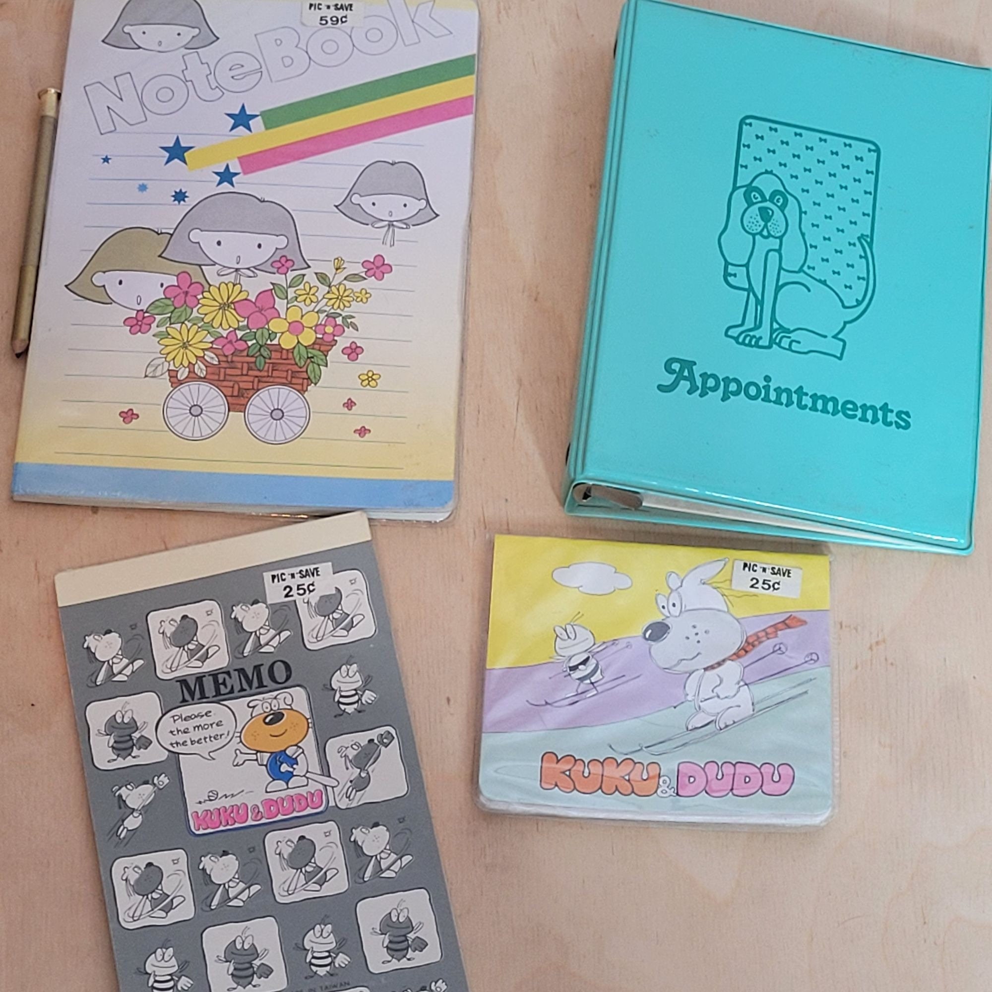 Vintage Novelty Notebook Stationary Note Pad Set 4 Pieces Assorted Unused