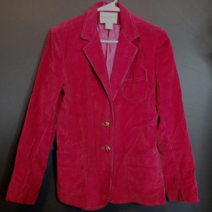 Vintage Corduroy Blazer Jacket Burgundy Womens 9/10 Small Japan 70s 80s Retro