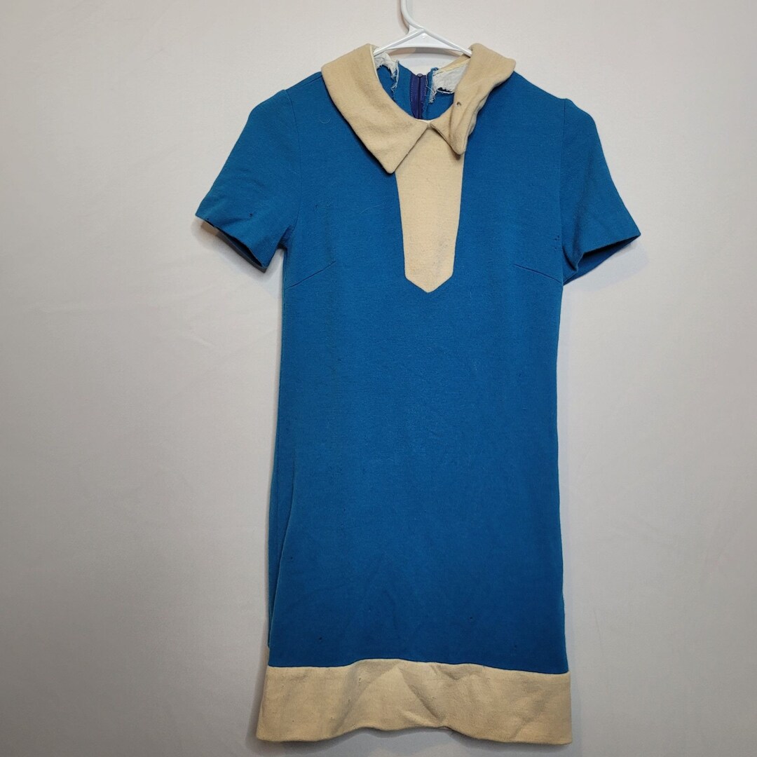60's/70's Floral Bright Mini Dress Blue main image 1