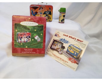 Hallmark Super Friends Lunch Box Thermos Ornament 2000 Original Box Vintage