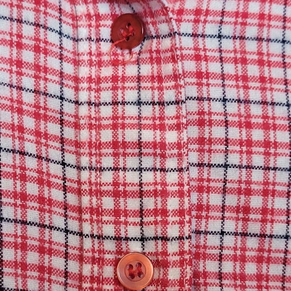 Vintage Red Plaid Button Up Shirt Blouse Acrylic … - image 3