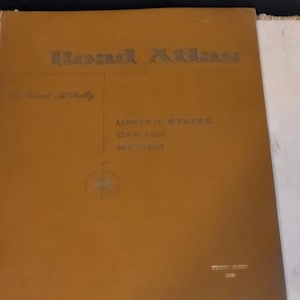 Vintage Road Atlas Rand McNally 1968 Gold Embossed Name Large 15 x 11 Inches