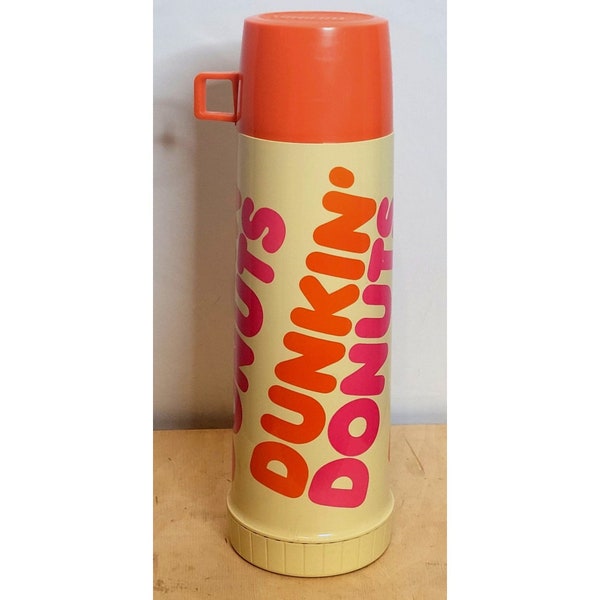 Vintage Dunkin Donuts Thermos King Seeley 1980s Retro Plastic With Lid 13 Inches
