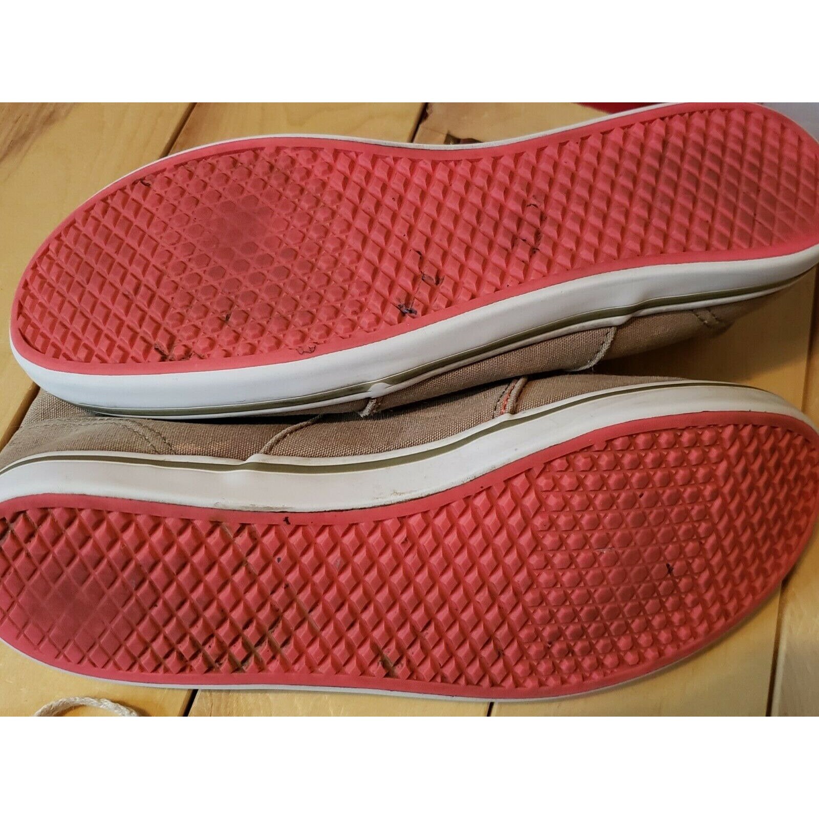 tan and pink vans