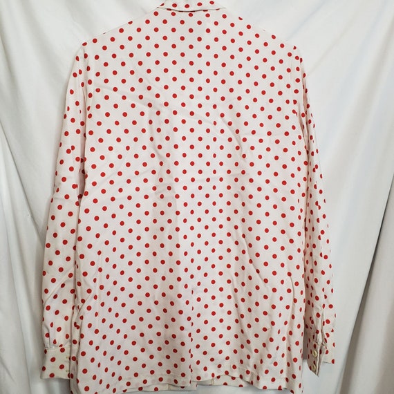 Vintage Retro Secretary Blouse Neck Bow White Red… - image 6