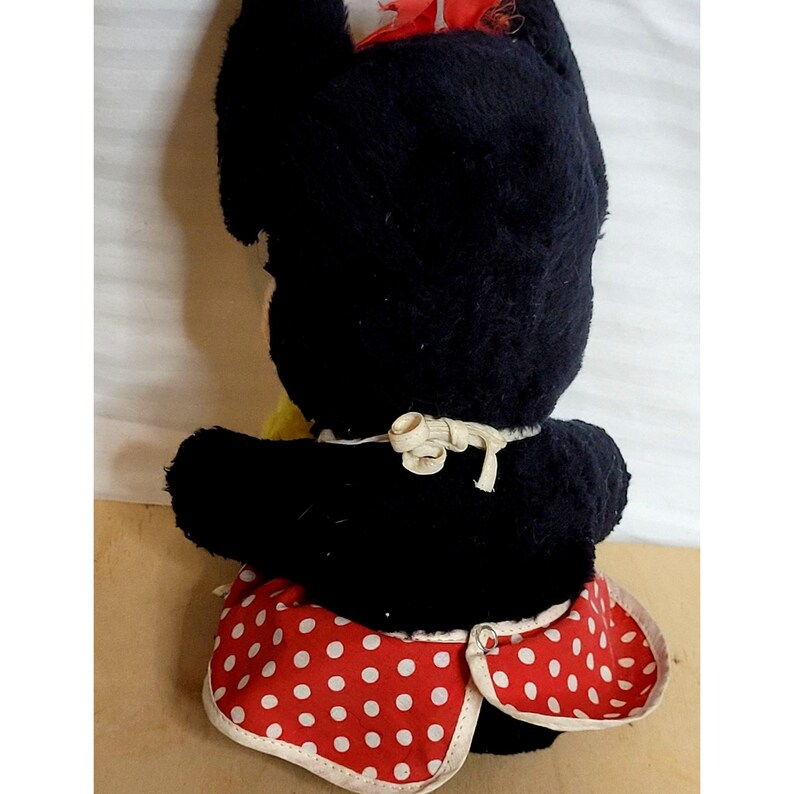 Vintage Minnie Mouse Plush 11 Inches 60s 70s Retro Red Dress Pinafore image 7