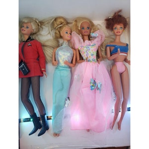 Vintage Barbie Lot 4 Dolls Star Trek Butterfly Princess Magic Moves TLC Played With