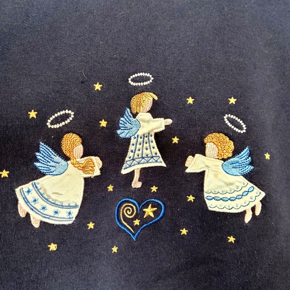 Vintage Sweatshirt Embroidered Angels Shenanigans… - image 3