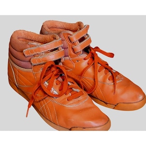 Vintage Reebok Freestyle High Tops 1980s Retro Orange Damen 8 Korea