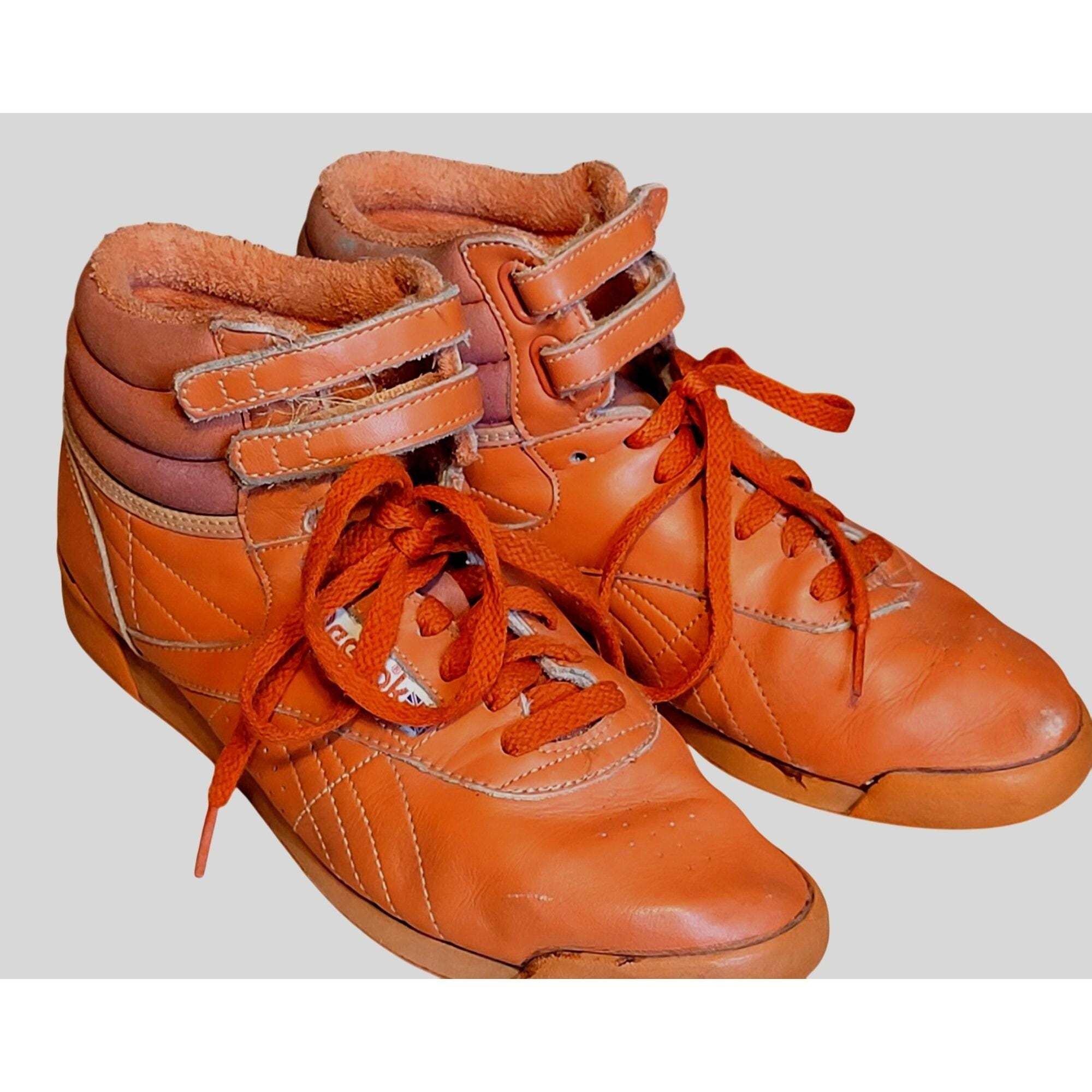 Vintage Reebok Freestyle High Tops 1980s Retro Orange Womens