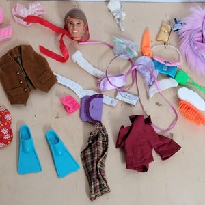 Vintage Barbie Clothes Accessories Lot 26 Pieces Assorted Plus Ken Head