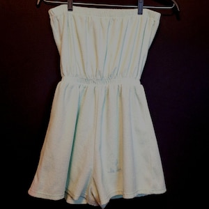 Vintage jaren 70 romper badstof medium Lt Green M.M.I USA heeft vlekken