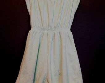Vintage 70s Romper Terry Cloth Medium Lt Green M.M.I USA Has Stains Flaws