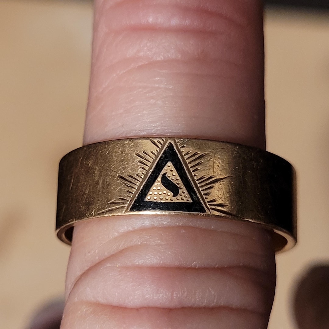 Vintage 14K Masonic Scottish Rite Gold Ring Band Engraved Inside Warner ...