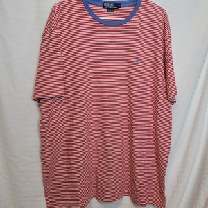 Vintage Polo Ralph Lauren Short Sleeve Shirt Red Striped Size XL Cotton