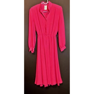 Vintage Polyester Dress Petites by Willi 70s 80s Retro USA Vtg Size 4 Belted Burgundy