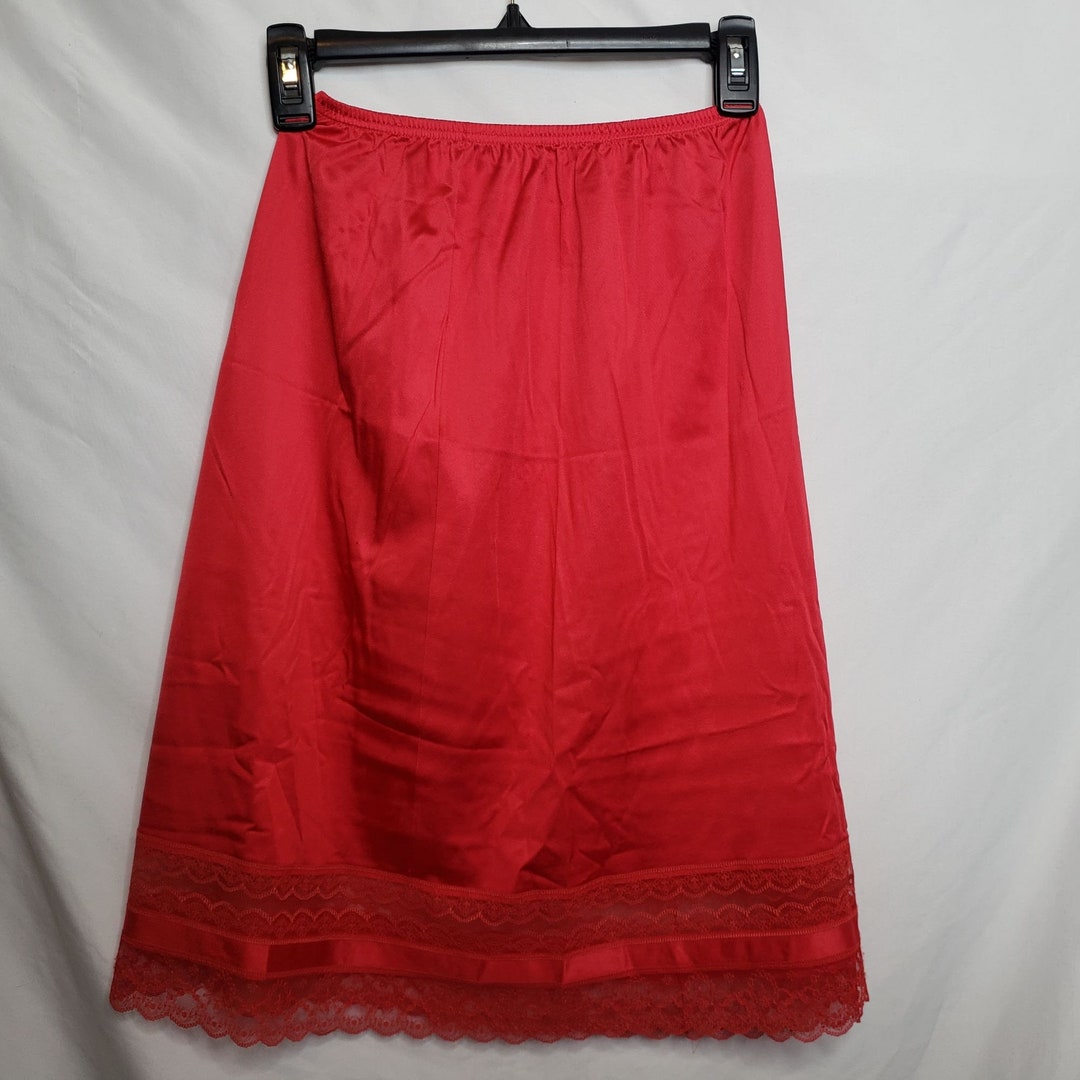 Vintage Vanity Fair Half Slip Petite Large Nylon Red Lace Trim - Etsy