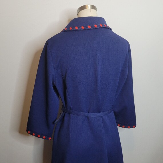 Vintage Dress Damon Dress Navy Blue Red Trim Zip … - image 9
