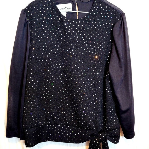 Vintage Bling Blouse Black Glitter Accent Another… - image 1