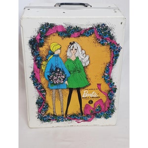 Vintage 1968 World Of Barbie Doll Trunk White Case With Handle Shows Wear 13 X 10 X 7