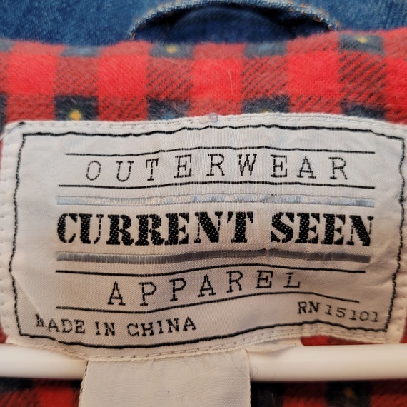 Vintage Denim Jacket Flannel Lining Red Current S… - image 2