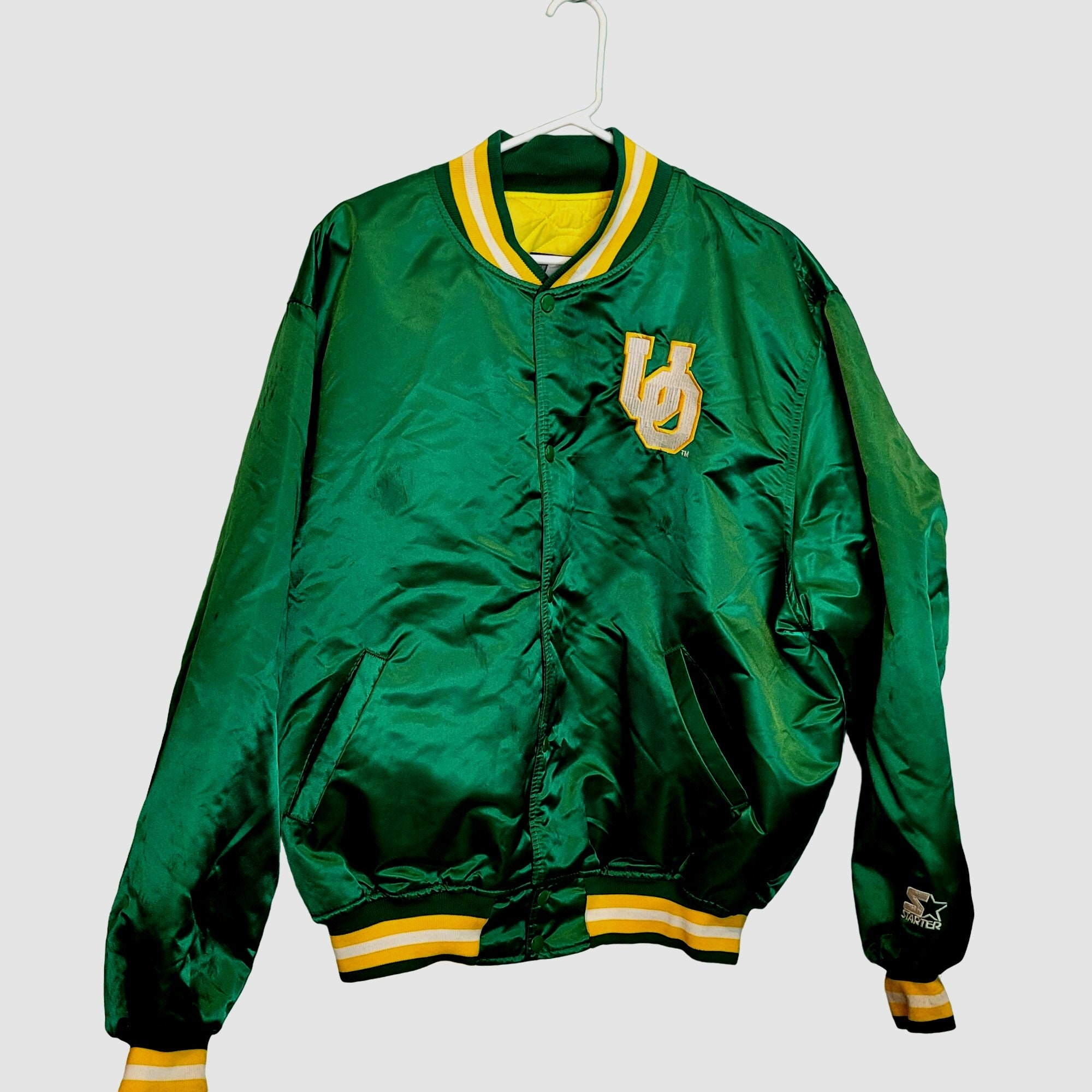 Starter University Of Oregon UO Ducks Satin Vintage Jacket Green