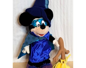 Vintage Minnie Maus Hexe Plüsch Blau Cape Kleid Hut Fantasia Besen 17 Zoll