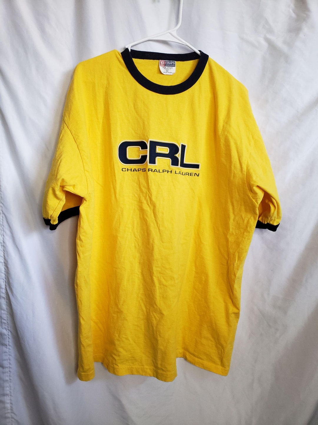 Chaps Ralph Lauren Ringer Tee Vintage 80s Yellow Mens XL Made - Etsy