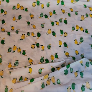 Vintage Woven Fabric Novelty Cat Mouse Green Yellow 1yard 20 Inch by 44 Inches