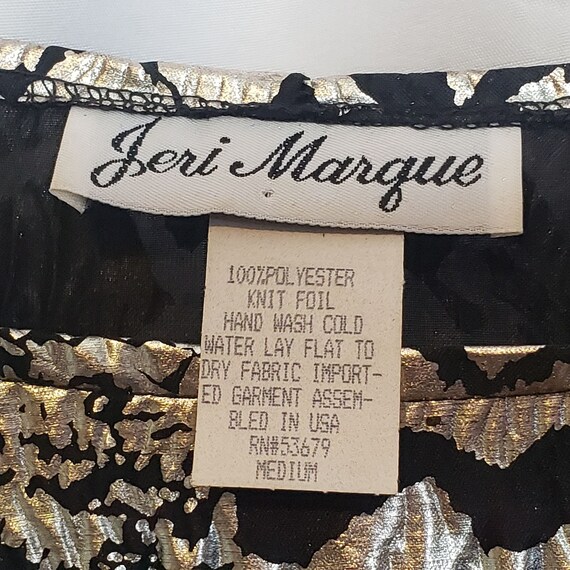 Vintage Jeri Marque Foil Blouse Tie Side 80s Retr… - image 5