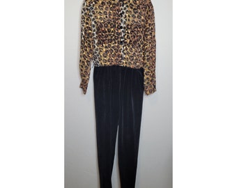 PG Collections Jumpsuit Animal Print Size Med Ginger Bort 1 Piece Stirrup Pants