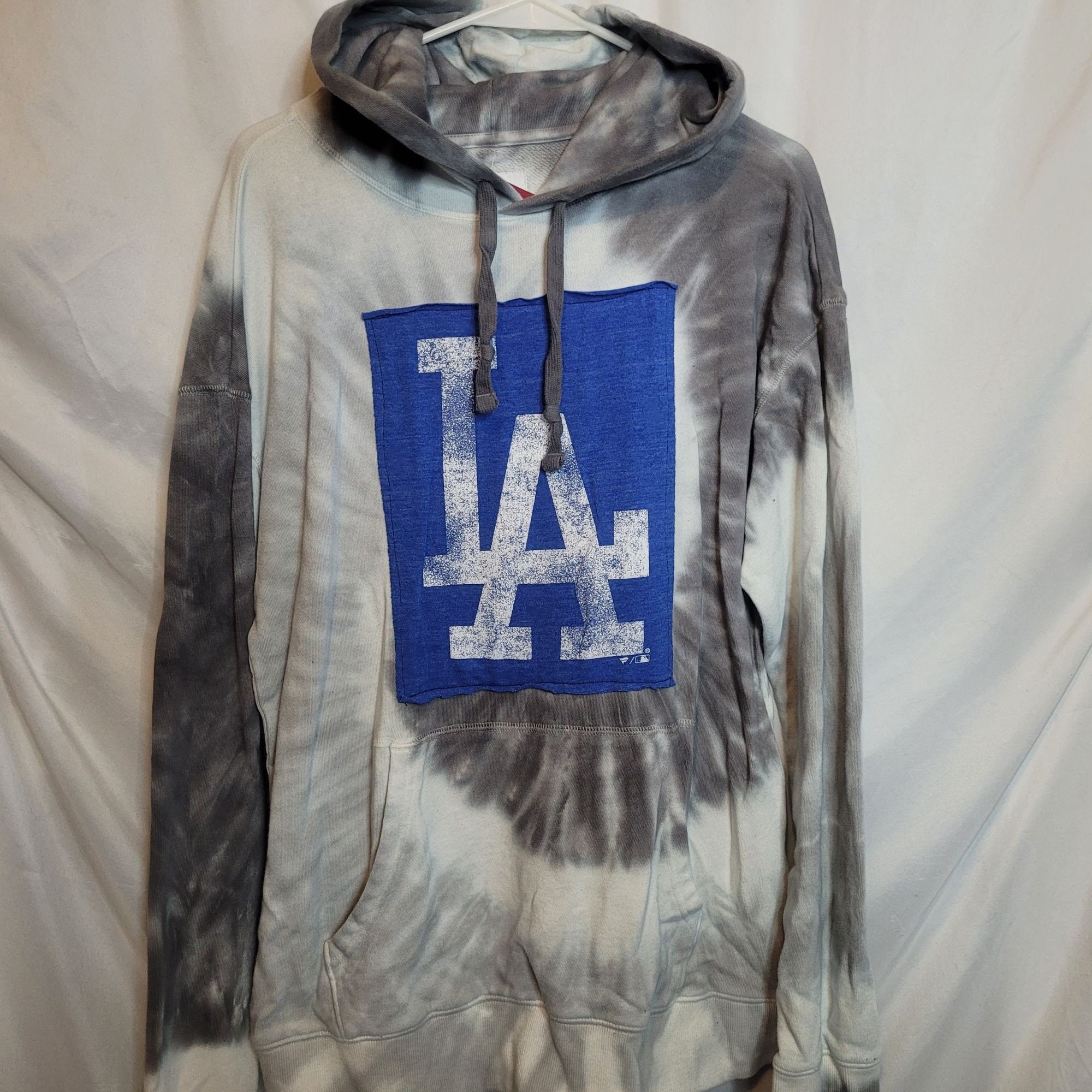 HazelThePirate One of A Kind Custom Handmade Shirt Dodgers Upcycled Hoodie Tie Dye Gray Old Navy Adult Size Small