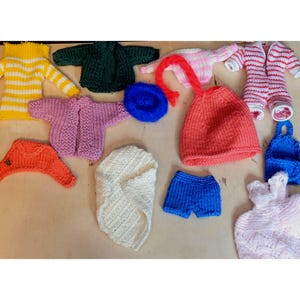 Vintage Fashion Doll Knitted Clothes Lot Assorted 12 Pieces As Is Played With