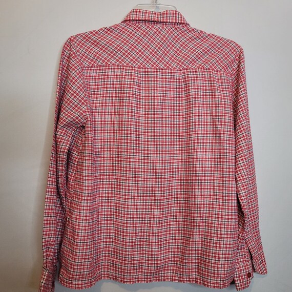Vintage Red Plaid Button Up Shirt Blouse Acrylic … - image 8