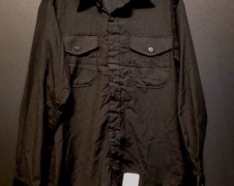 Vintage US Navy Issue Black Uniform Shirt Tag Size 16.5 x 34 Button Up