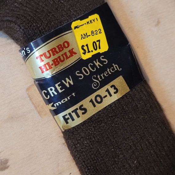 Vintage Crew Socks Turbo H Bulk 3 Pair Brown Kmar… - image 4