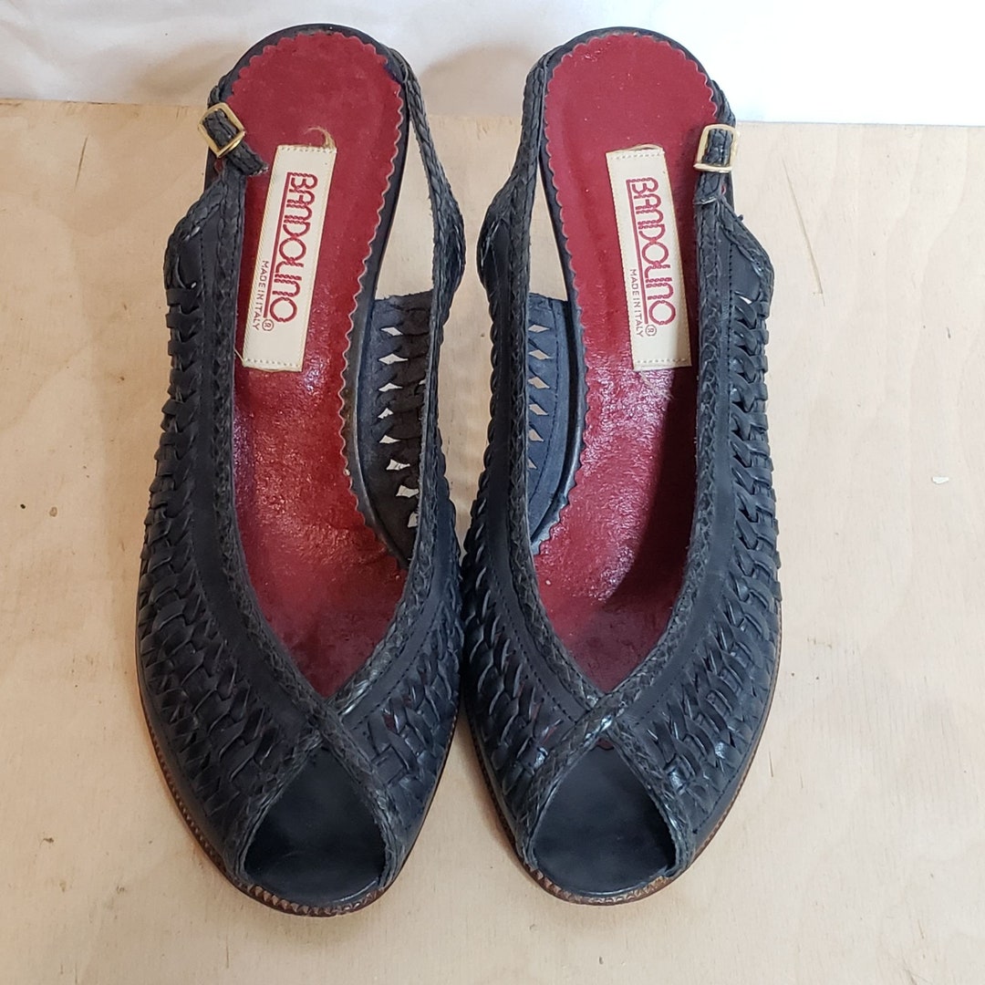 50's Super Sexy Italian Navy Leather Peek-a-Boo Pumps by Van Ali main image 1