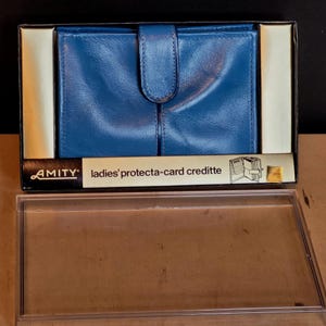 Carteira Vintage Amity Ladies Protecta Card Couro de Vaca Caixa Original Azul